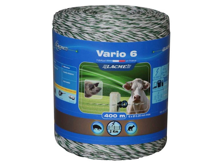 VARIO 6 Litze:   BASIC-Litze. Für kurze, halbmobile Zäune bis 2km 6 Edelstahlleiter Ø 0,20m