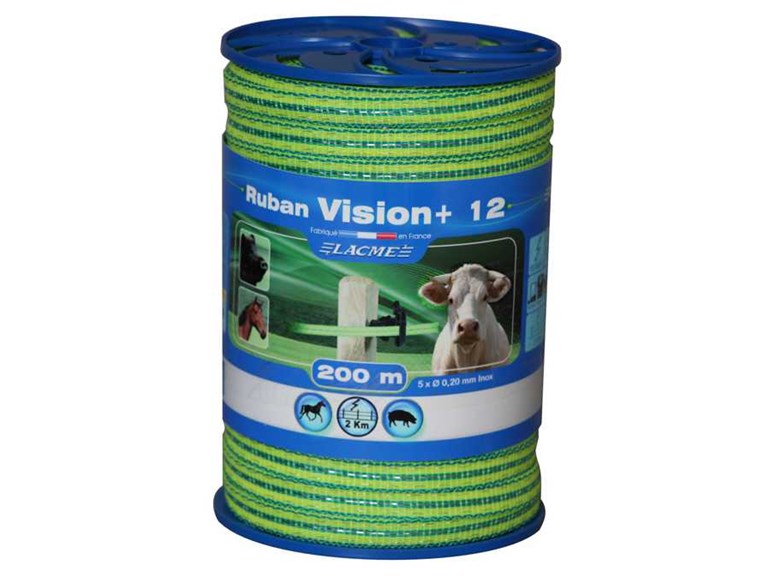 Band VISION+ 12 mm:   CLASSIC-Band. Für kurze Zäune bis 2km  5 Edelstahlleiter Ø 0,20mm 12mm B