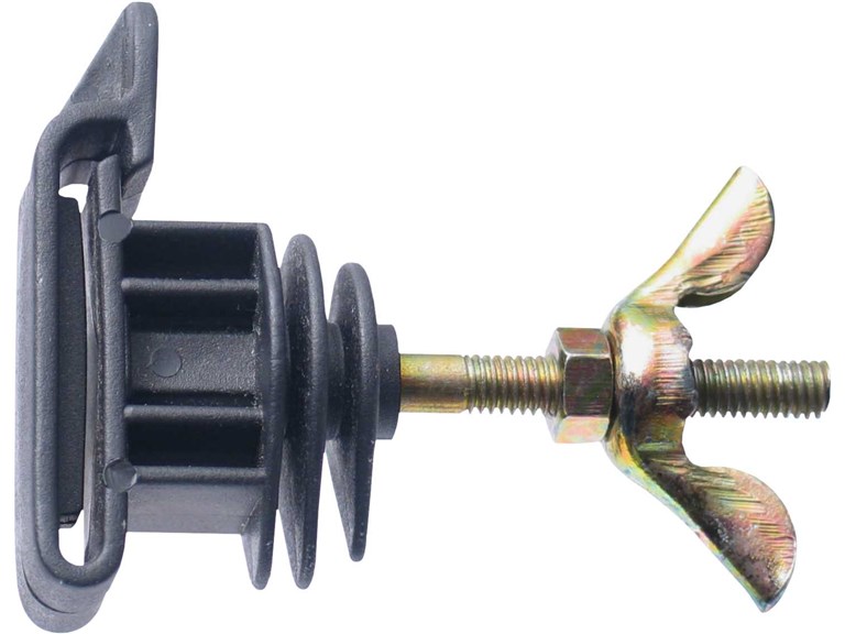 IRUTIGE Bandisolator mit Gewinde:   Profi-Bandisolator  Für Breitbänder bis 40mm  Passgenauer Halteblock
