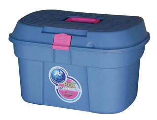 Box COLOR XL; Farbe: braun / hellgrün:   Diese Kisten aus Kunststoff-Spritzguss sind ideal um Ordnung in Ihrem Reiter