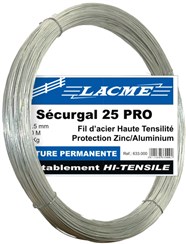 Spezial-Stahldraht SECURGAL 25 PRO:   PREMIUM-Draht  Für Festzäune  GALVAN-Ummantelung aus 95% Zink zu 5% Alumin