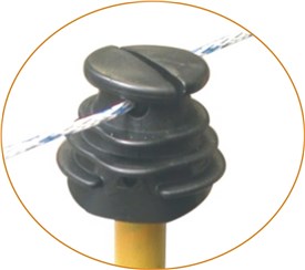 Isolator ISUNI; VE: Beutel 100 Stk.:   Kopfisolator für Glasfaserpfahl Ø 12mm  Für Litzen und Drähte  Isoliersyst