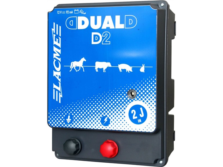 DUAL D2-2:   Dieses DUAL Weidezaungerät kann je nach Gegebenheiten mit Netzstrom oder 12V